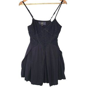 Jack by BB Dakota Strappy Little Black Crochet Bustier Skater Dress
